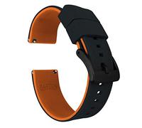 22mm Black/Pumpkin Orange - BARTON Elite Silicone Watch Bands - Black Buckle Quick Release