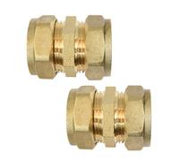 22mm Brass Compression Coupler Straight for Copper, Plastic Pipe WRAS & BS Approved for Hot Cold Water Heating Cooling (Pack of 2)