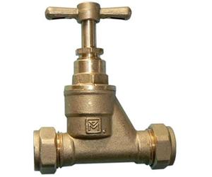 22mm Brass Stopcock - Compression - Pack of 2