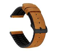 22mm Cedar Brown - BARTON Leather and Rubber Hybrid Watch Bands with Integrated Quick Release Spring Bars & Black Buckle - Black PVD hardware - Choose Strap Color & Width