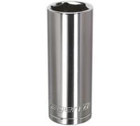 22mm Chrome Plated Deep Drive Socket For 1/2 Inch Square Drive - Premium Carbon Steel Tool