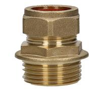 22mm Compression by 1" BSP Brass Male Iron Coupler - 22mm x 1" Straight Adaptor Pack of 1