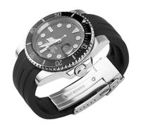 22mm Curved End Rubber Watch Band for Rolex Omega Citizen Two Way Adjustment Watch Strap fit Small Medium Large Wrist Men Women Waterproof Replacement Universal Watchand Bracelet Wristband Black