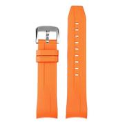 22mm Curved End Rubber Watchband Compatible With Tissot 1853 Starfish Diving T120 Citizen Blue Angel JY8078-52L Second Generation Waterproof(Orange silver pin,21mm)