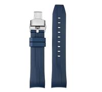 22mm Curved End Rubber Watchband Compatible With Tissot 1853 Starfish Diving T120 Citizen Blue Angel JY8078-52L Second Generation Waterproof(Blue silver,22mm)