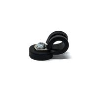 22mm dia x 6mm high Rubber Coated Cable Holding Magnet With 10mm Rubber Clamp (Black) - 4.3kg Pull (Pack of 2)
