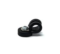 22mm dia x 6mm high Rubber Coated Cable Holding Magnet With 10mm Rubber Clamp (Black) - 4.3kg Pull (Pack of 2)