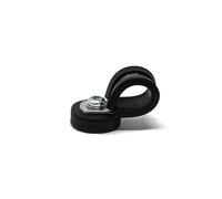22mm dia x 6mm high Rubber Coated Cable Holding Magnet With 12.7mm Cable Clip (Black) - 4.3kg Pull (Pack of 2)
