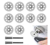 22mm Diamond Cutting Off Discs Wheel, 12 Pcs Diamond Cutting Discs Cut-Off Wheel Blades Set, Diamonds Grinding Discs Gemstones Glass Cut for Metal Glass Ceramics Porcelain Gem Stones