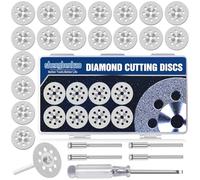 22MM Diamond Cutting wheel for Dremel Rotary Tool, 20Pcs Cutting Discs with 3mm Mandrel for cutting Stone, Glass, Ceramic, Tile, Marble, Plastic