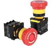 22mm Emergency Stop Mushroom Button Switch with Light - 220V 10A NC Power Control Electrical Starter Switch,1pcs(3NC-220 V NC Base)