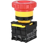 22mm Emergency Stop Mushroom Button Switch with Light - 220V 10A NC Power Control Electrical Starter Switch,1pcs(1NO1NC-36V Stop with light)