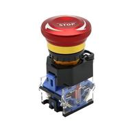 22mm Emergency Stop Power Button - Metal Mushroom Head Pushbutton Switch 10A Self-Locking,1pcs(2NC)