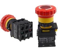 22mm Emergency Stop Power Button Switch with Light - LA38 Control Switch for Electrical Starter LA155-A-11ZS,1pcs(110V-2NO NC Base)