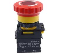 22mm Emergency Stop Power Button Switch with Light - LA38 Stop Button for Electrical Control - LA155-A-11ZS(36V-1NO Stop no light)