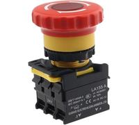 22mm Emergency Stop Power Button Switch with Light - LA38 Stop Button for Electrical Control - LA155-A-11ZS(220V-1NO1NC Stop with light)