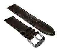 22mm Extra Long Genuine English Calf Grain Leather Watch Strap Padded SS Buckle XL Dark Brown
