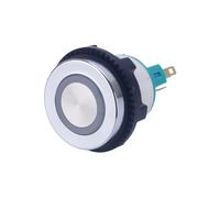 22mm Flat head Momentary Latching Ring LED 5 PINS Metal Push Button Switch IDGTTLDF(GREEN LED_100-240V(220V))