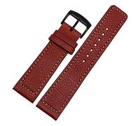 22mm Genuine Leather Bracelet Watch Strap Mens Absorb Sweat Watchband with Stainless Steel Pin Buckle and Spring Bar Repair Tools