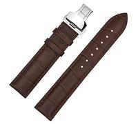 22mm Genuine Leather Deployment Buckle Clasp Watch Band Strap for Bulova Precisionist 96B158 96B158 Dark Brown