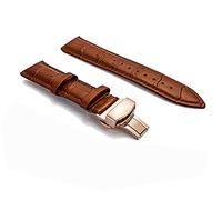 22mm Genuine Leather Watch Band Strap Fits SURVEYOR 97C106 Tan Deployment Golden Buckle-1