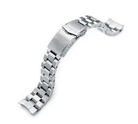 22mm Hexad 316L SS Watch Band for Seiko Samurai SRPB51, V-Clasp Button Double Lock