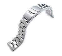 22mm Hexad Oyster 316L Stainless Steel Watch Band Straight End Lug, Diver Clasp Brushed