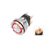 22mm High Current 15A Metal Button Reset Plane Start Switch 12v24v220v Circular Lamp with Symbol Circular Inching with Lamp IDGTTLDF(Red,22MM_220V)