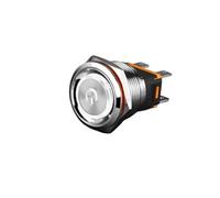 22mm High Current 15A Metal Button Reset Start Switch 12v24v220v Ring Lamp with Symbol IDGTTLDF(White 220V)