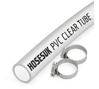 22mm ID x 25.5mm OD PVC Clear Vinyl Tubing Plastic Pipe Air Water Hose with Clamps 1 Metre (3.28 Ft)