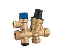 22mm Inlet Control Valve, 3 Port Monobloc 6 Bar Pressure Relief Valve with Check Valve & Integrated Filter, DZR Brass Compression Valve for Heat Pump & Renewable Heating Systems - Hulthor