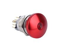 22mm IP67 Aluminum Oxidation Mushroom head Momentary Self locking Dot LED Metal Push Button Emergency Stop Switch IDGTTLDF(LATCHING_110V)