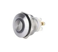 22mm IP67 High Flush Round Head Momentary 1NO Metal Push Button Switch 3V 5V 12V 24V 220V IDGTTLDF(High head,BRASS NICKEL_6V)