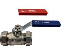 22mm Isolation Valve, 1 Pack with Red & Blue Handle - Lever Compression Fitting Shut Off Iso Valve - WRAS Approved - Large Bore for Increased Flow - Compression Olives Included