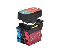 22mm LA36M Double Push Button Momentary Reset Two-position Switch with LED 12V 24V 220V 10A NO NC Switch On Off VaneAims(Flat-o,2NO2NC_12V)