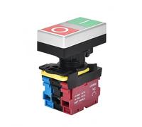22mm LA36M Double Push Button Momentary Reset Two-position Switch with LED 12V 24V 220V 10A NO NC Switch On Off VaneAims(Silver edge,2NO2NC_110V)