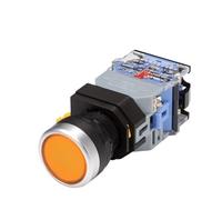 22mm LA38 Illuminated Pushbutton Switch Self-Locking Reset Flat 24 220V Red Green Start Mushroom Knob with Light Self-Locking(with (Yellow),220V) Switches