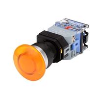 22mm LA38 Illuminated Pushbutton Switch Self-Locking Reset Flat 24 220V Red Green Start Mushroom Knob with Light Self-Locking(with (Yellow)-01,24V) Controls Switches