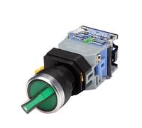 22mm LA38 Illuminated Pushbutton Switch Self-Locking Reset Flat Switch 24 220V Red Green Start Mushroom Knob with Light Self-Locking(Light 3 position-01,220V) Controls Switches