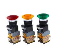 22mm LA38 illuminated Pushbutton Switch Self-Locking Reset Flat Switch 24 220V Red Green Start Mushroom Knob With light(Green,24V)