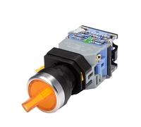 22mm LA38 Illuminated Pushbutton Switch Self-Locking Reset Flat Switch 24 220V Red Green Start Mushroom Knob with Light Self-Locking(Light 3 position-02,220V) Controls Switches