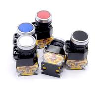 22mm LA38 Round Power Button Switch 1NO/1NC Instantaneous With Light 220V LED Indicator 1Pcs(1)