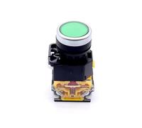 22mm LA38 Round Power Button Switch 1NO/1NC Instantaneous With Light 220V LED Indicator 1Pcs(Green)