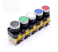 22mm LA38 Round Power Button Switch 1NO/1NC With Light 220V LED Indicator 1Pcs(Black)
