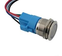 22mm Latching Push Button Switch with for Ring LED Indicator, 12V DC Self-Locking Stainless Steel Switch, IP65 Waterproof & IK10 Resistant(Green)