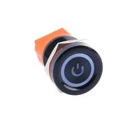 22MM Latching Self-Recovery Bi-color Red Blue LED 12V Black Housing Switch Automatic Reset LED Waterproof 4pins Button IDGTTLDF