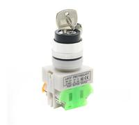 22mm LAY37-11Y2/LAY37-20Y3 Knob Switch with Key 2 Position 3 Position 10A 660V Self-locking Latching Selector 1pcs(2 Position,2NO)