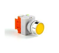 22mm LAY37 Self-locking/Latching Self-reset/Momentary Push Button Switches Red Green Blue Yellow White Black 1NO 1NC 10A250VAC IDGTTLDF(Yellow,Self-locking)