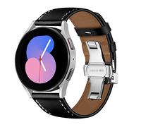 22mm Leather Strap Compatible for Samsung Galaxy Watch 3 45mm/Galaxy Watch 46mm/Gear S3 Frontier Classic/for Fossil Gen 6/5E 44mm/Gen 5 LTE/Carlyle/Garrett Genuine Leather Wristband Silver black