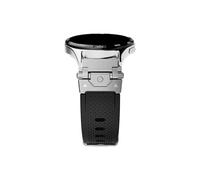 22mm Luxury Silicone Watch Strap Fit for Huawei Watch GT5 4 3 pro 46mm/Ultimate Metal Connector Watch Band(Silver black,For Huawei GT5pro 46mm)